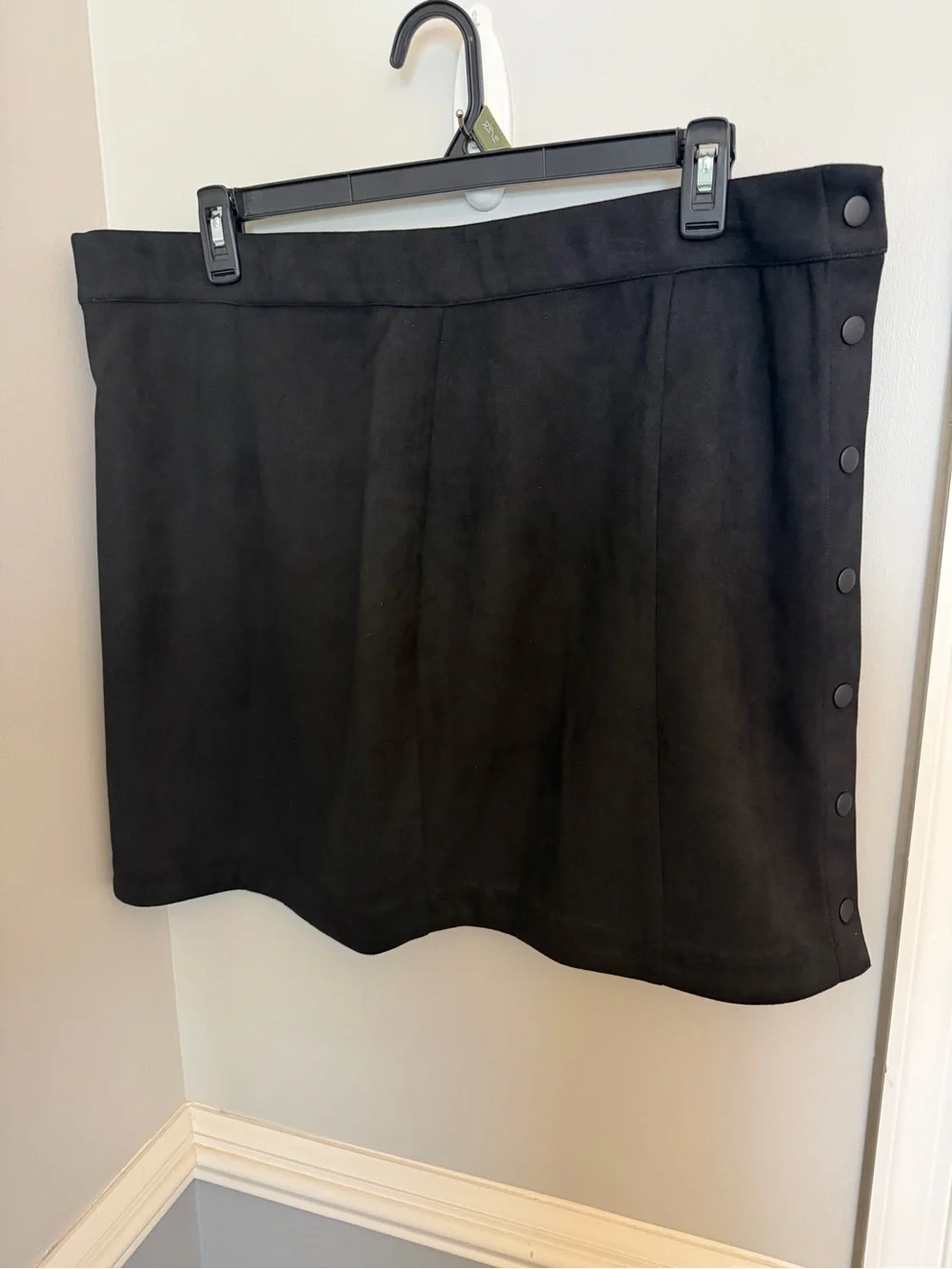 Vince Camuto Black Suede-Look Mini Skirt with Side Buttons